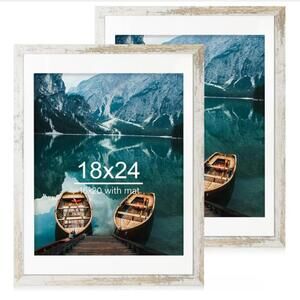 2 PACK 18x24 PICTURE FRAMES-DISTRESSED WHITE